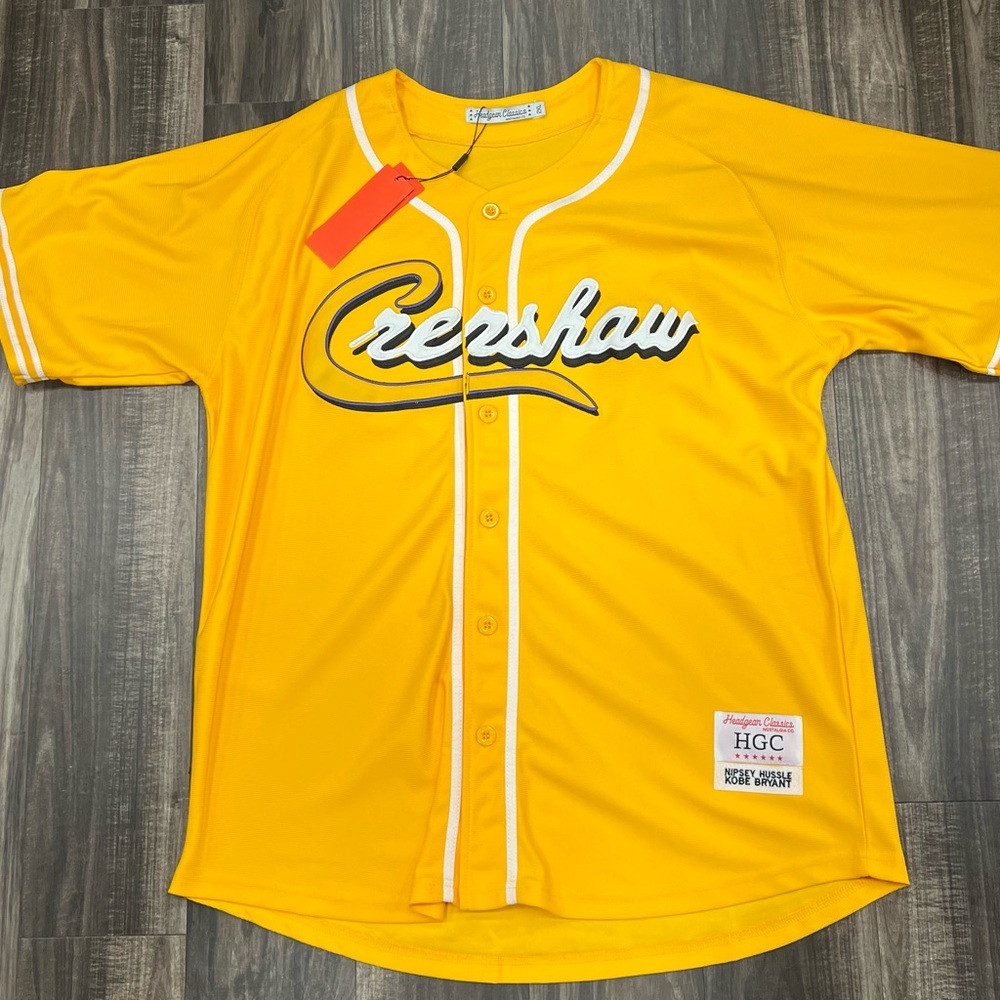 Headgear Classics Nipsey and Kobe Yellow Crenshaw Baseball Jersey